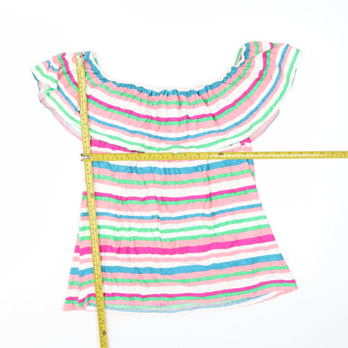 M&Co Women’s Multicoloured Stripe Off Shoulder Tunic Blouse Size 12