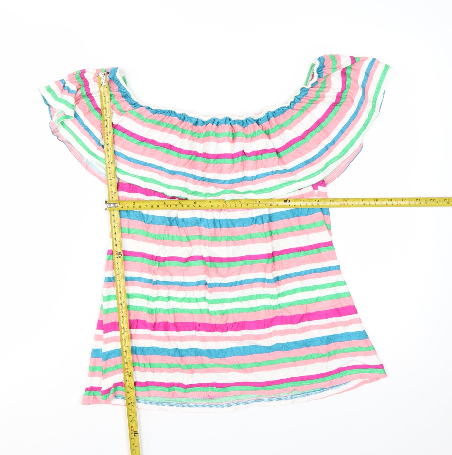 M&Co Women’s Multicoloured Stripe Off Shoulder Tunic Blouse Size 12