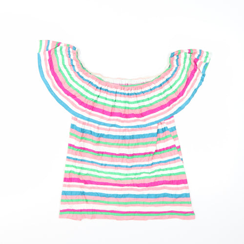 M&Co Women’s Multicoloured Stripe Off Shoulder Tunic Blouse Size 12