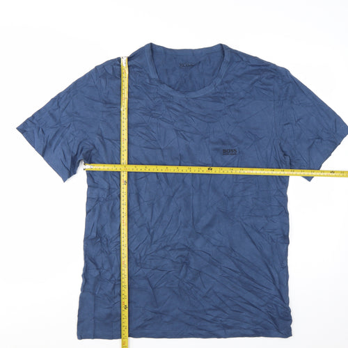 BOSS Men's Blue XL Cotton Crew Neck Logo Short Sleeve T-Shirt