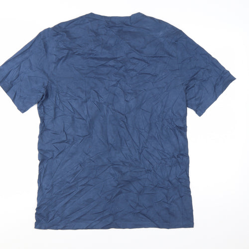 BOSS Men's Blue XL Cotton Crew Neck Logo Short Sleeve T-Shirt