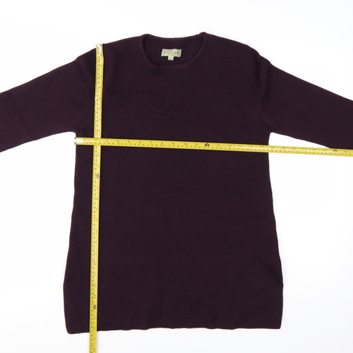 Jigsaw Women's Purple Wool Long Sleeve Crew Neck Jumper L