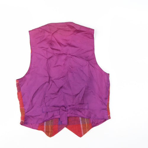 Monsoon Womens Multicoloured Size 12 Checked Linen Blend Waistcoat