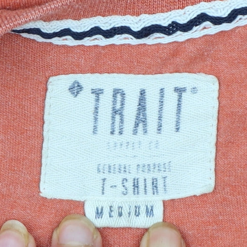 BHS Trait Men's Orange Graphic Bear Nevada USA Crew Neck T-Shirt Medium