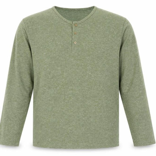 ASOS DESIGN Men’s Green Long Sleeve Henley T-Shirt 2XL Regular Fit