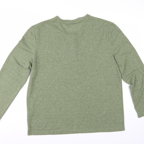 ASOS DESIGN Men’s Green Long Sleeve Henley T-Shirt 2XL Regular Fit