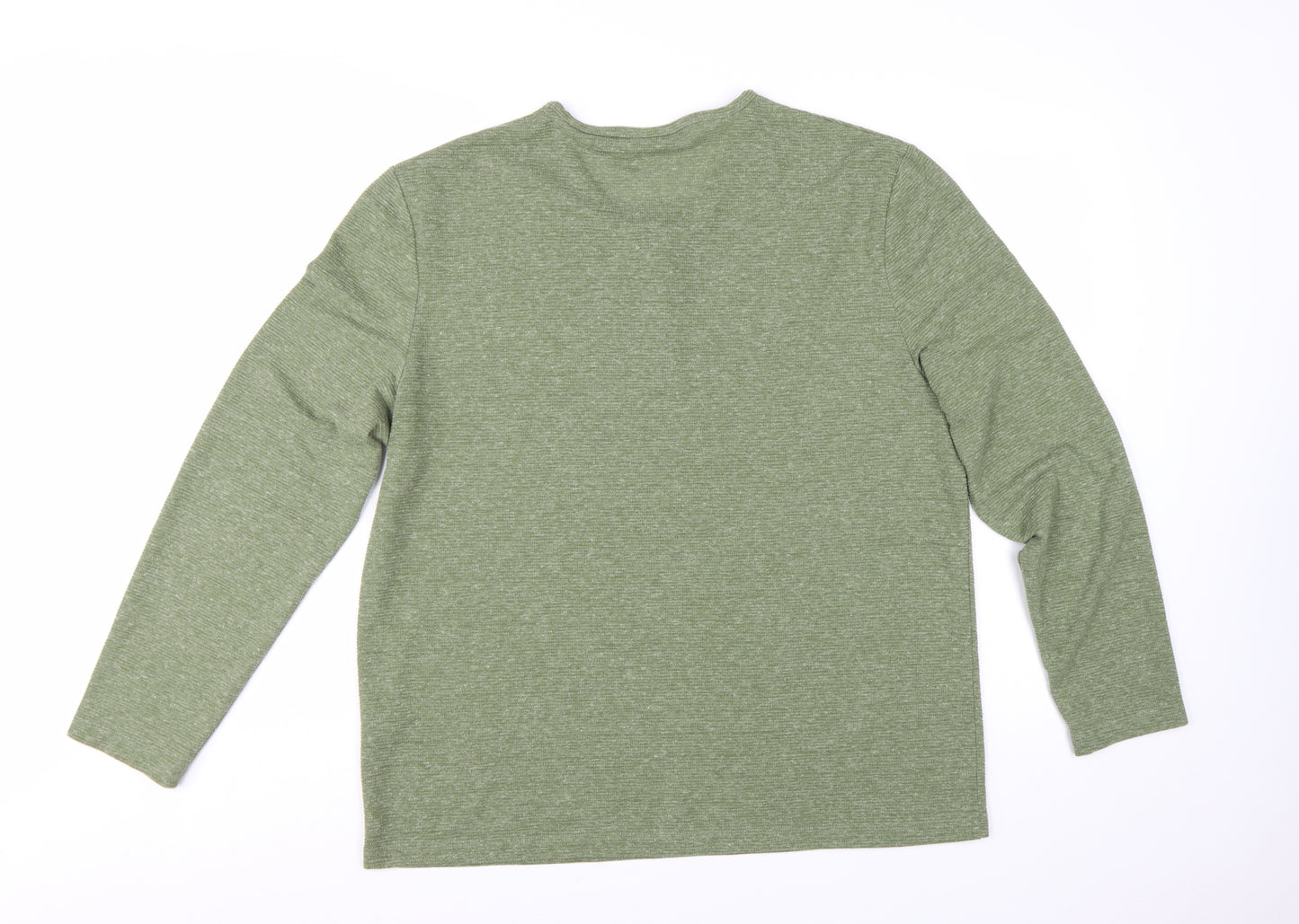 ASOS DESIGN Men’s Green Long Sleeve Henley T-Shirt 2XL Regular Fit