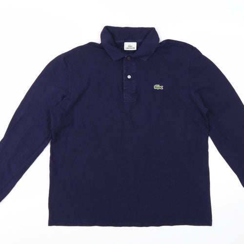 Lacoste Men's Blue Long Sleeve Cotton Polo Shirt Size M