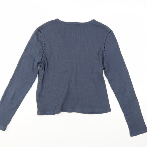 Jigsaw Women's Blue Cotton Knit Button-Up Cardigan Top M