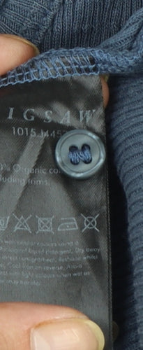 Jigsaw Women's Blue Cotton Knit Button-Up Cardigan Top M