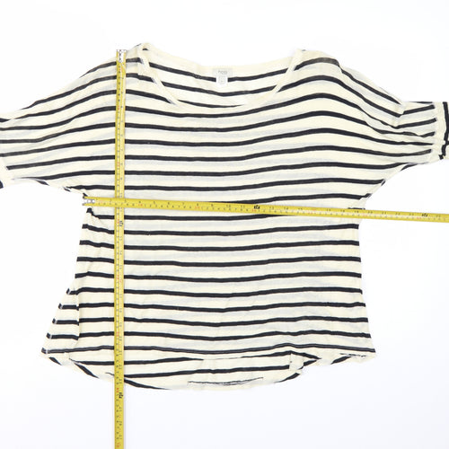 Hoss Intropia Women's Multicoloured Striped 3/4 Sleeve Cotton T-Shirt L