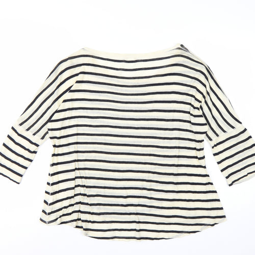 Hoss Intropia Women's Multicoloured Striped 3/4 Sleeve Cotton T-Shirt L