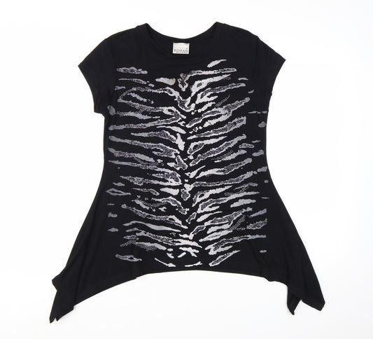 Roman Originals Women’s Black Animal Print Sequin Tunic Top Size 12
