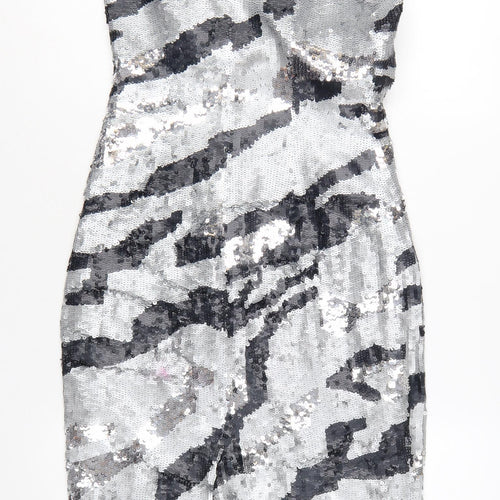Star by Julien Macdonald Women’s Silver Sequin One Shoulder Bodycon Dress Size 10
