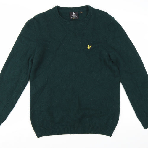 Lyle & Scott Men's Green Wool Crew Neck Jumper Size L