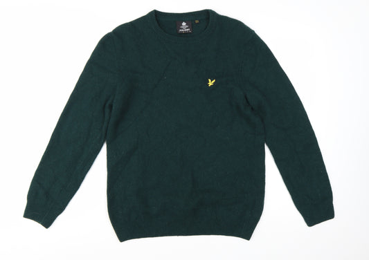 Lyle & Scott Men's Green Wool Crew Neck Jumper Size L
