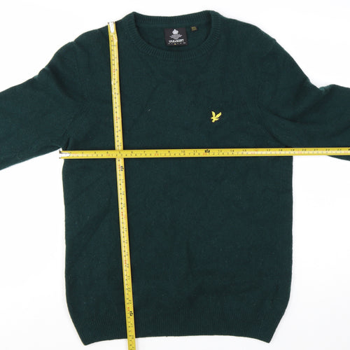 Lyle & Scott Men's Green Wool Crew Neck Jumper Size L