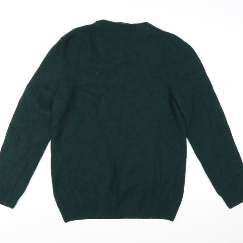Lyle & Scott Men's Green Wool Crew Neck Jumper Size L