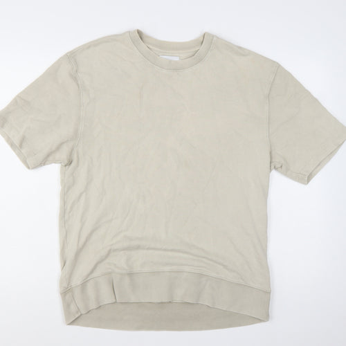 Topman Men’s Beige Short Sleeve Pullover Sweatshirt Size S