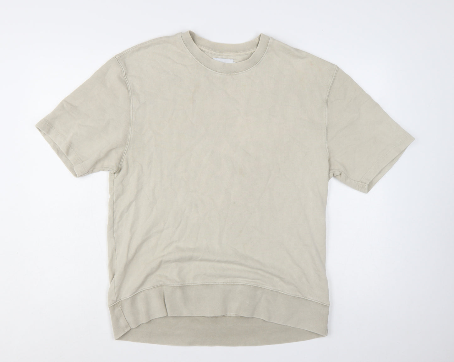 Topman Men’s Beige Short Sleeve Pullover Sweatshirt Size S