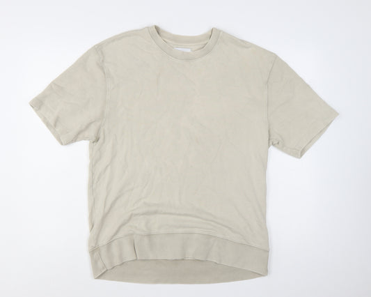 Topman Men’s Beige Short Sleeve Pullover Sweatshirt Size S