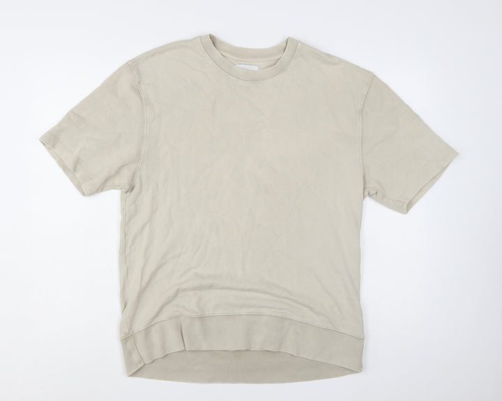 Topman Men’s Beige Short Sleeve Pullover Sweatshirt Size S