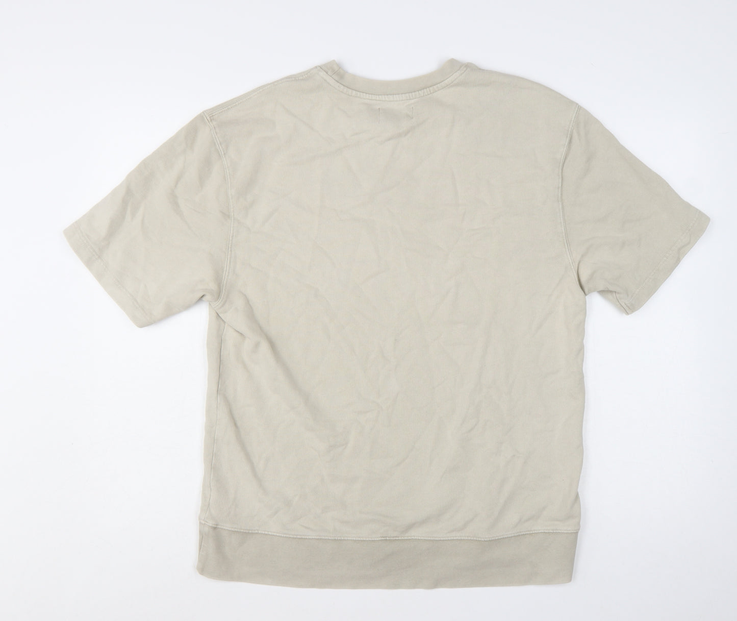 Topman Men’s Beige Short Sleeve Pullover Sweatshirt Size S