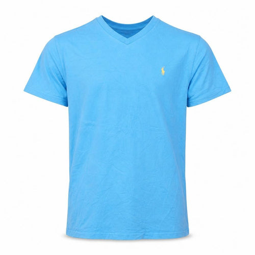 Ralph Lauren Boys Blue Cotton V-Neck Short Sleeve T-Shirt Size 14-16 Years