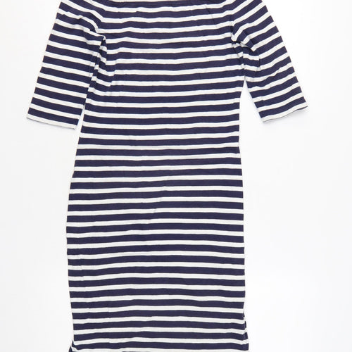 Superdry Womens Blue Striped Off Shoulder Bodycon Dress Size S