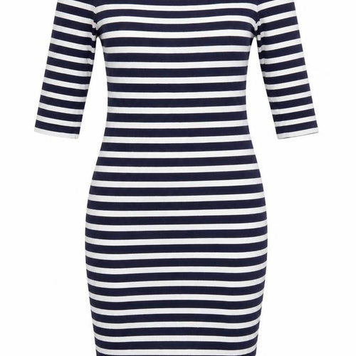Superdry Womens Blue Striped Off Shoulder Bodycon Dress Size S