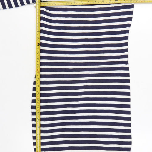 Superdry Womens Blue Striped Off Shoulder Bodycon Dress Size S