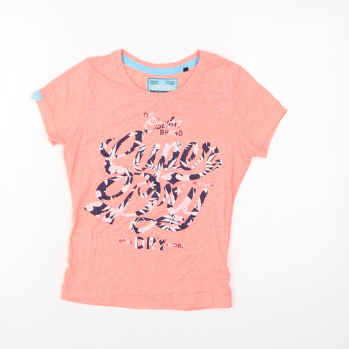 Superdry Women's Pink XS Graphic Slim Fit Short Sleeve T-Shirt