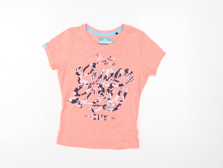Superdry Women's Pink XS Graphic Slim Fit Short Sleeve T-Shirt