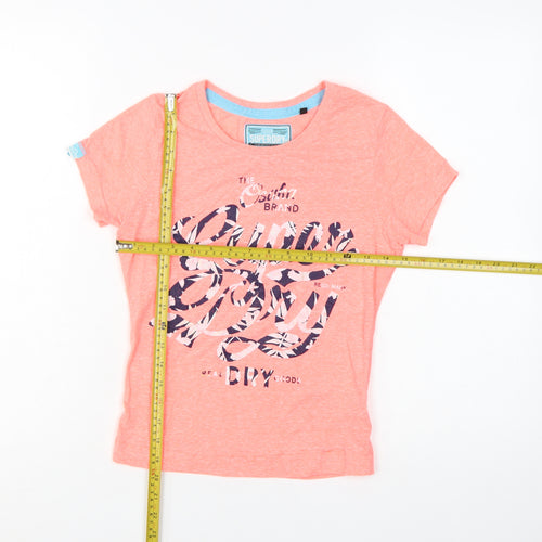 Superdry Women's Pink XS Graphic Slim Fit Short Sleeve T-Shirt