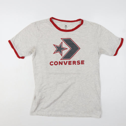 Converse Boys Grey Red Ringer Logo T-Shirt XL 13-15 Years