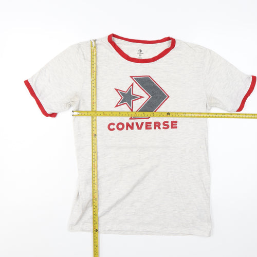 Converse Boys Grey Red Ringer Logo T-Shirt XL 13-15 Years