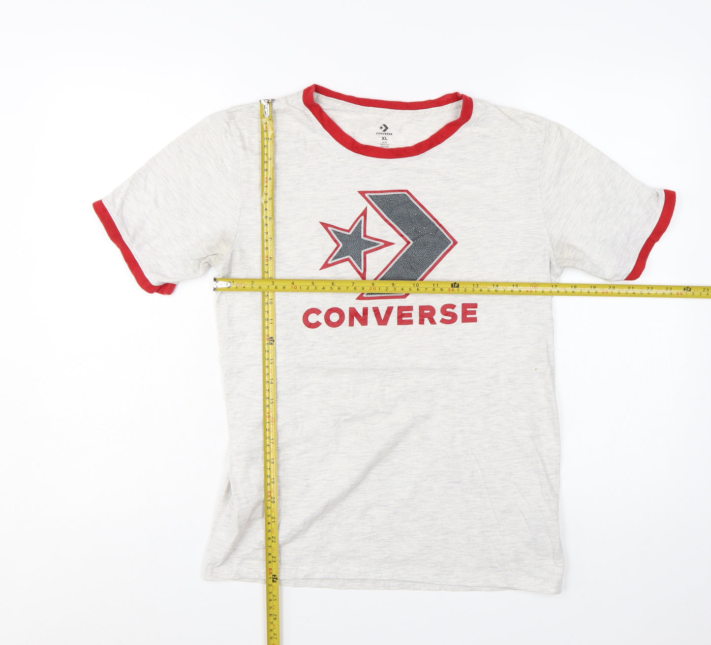 Converse Boys Grey Red Ringer Logo T-Shirt XL 13-15 Years