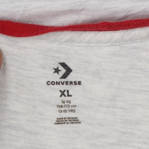 Converse Boys Grey Red Ringer Logo T-Shirt XL 13-15 Years