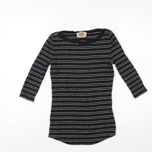 Arabella & Addison Womens Black Striped Boat Neck 3/4 Sleeve Jersey Top Size 10