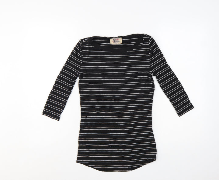 Arabella & Addison Womens Black Striped Boat Neck 3/4 Sleeve Jersey Top Size 10