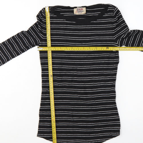 Arabella & Addison Womens Black Striped Boat Neck 3/4 Sleeve Jersey Top Size 10