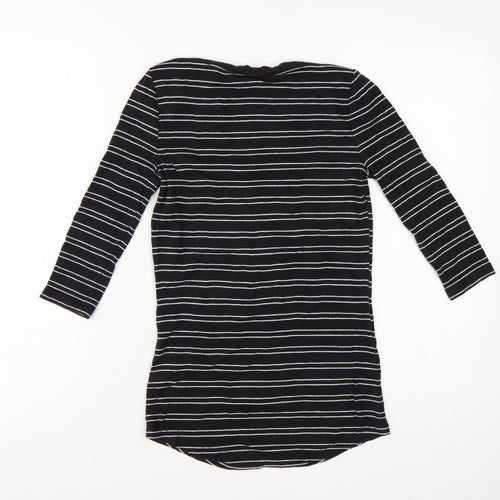 Arabella & Addison Womens Black Striped Boat Neck 3/4 Sleeve Jersey Top Size 10