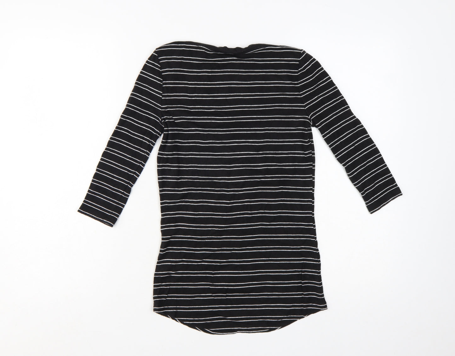 Arabella & Addison Womens Black Striped Boat Neck 3/4 Sleeve Jersey Top Size 10