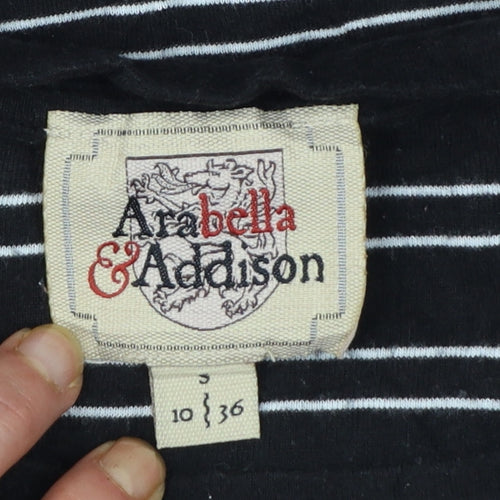 Arabella & Addison Womens Black Striped Boat Neck 3/4 Sleeve Jersey Top Size 10