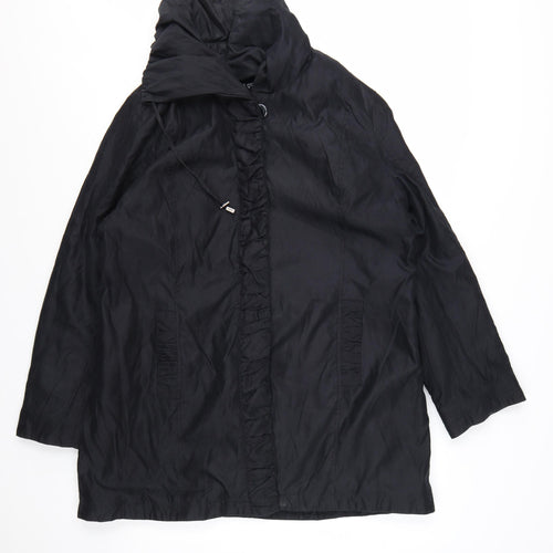 Marks and Spencer Per Una Women's Black L Rain Coat Hooded Mid-Length