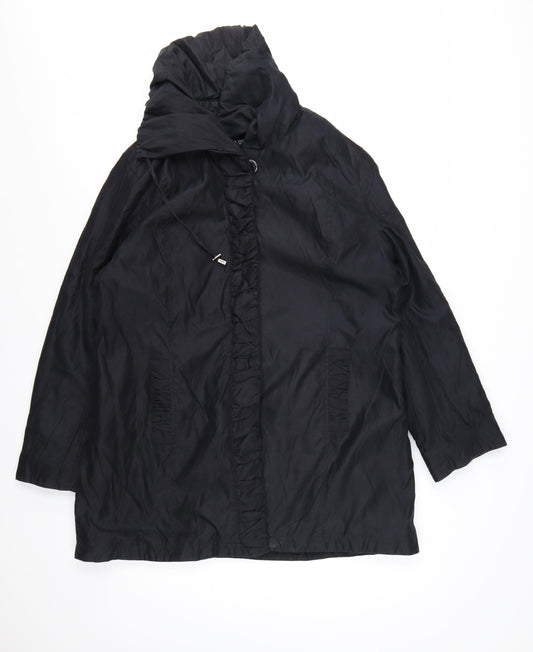 Marks and Spencer Per Una Women's Black L Rain Coat Hooded Mid-Length
