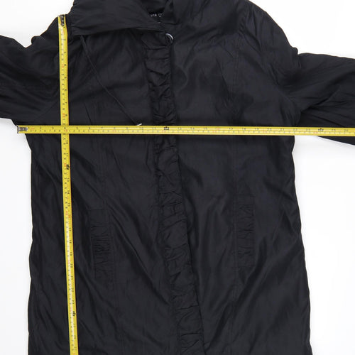 Marks and Spencer Per Una Women's Black L Rain Coat Hooded Mid-Length