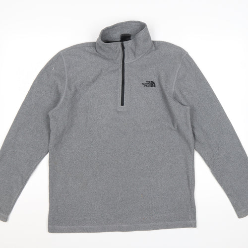 The North Face Mens Grey Fleece 1/4 Zip Pullover Sweatshirt Size S