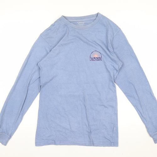 Vans Men's Blue Long Sleeve Graphic Cotton T-Shirt Small