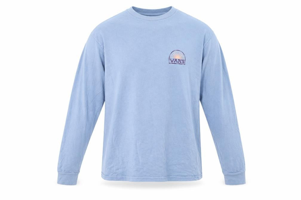 Vans Men's Blue Long Sleeve Graphic Cotton T-Shirt Small
